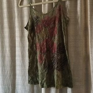 Olive Drab Green Lace Spaghetti Strap Top